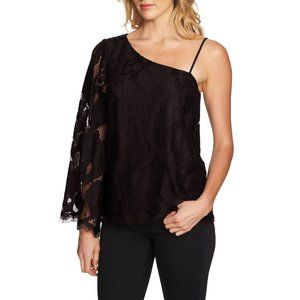 NWT Womens Size Small or Medium Nordstrom 1.STATE Black One-Shoulder Lace Blouse